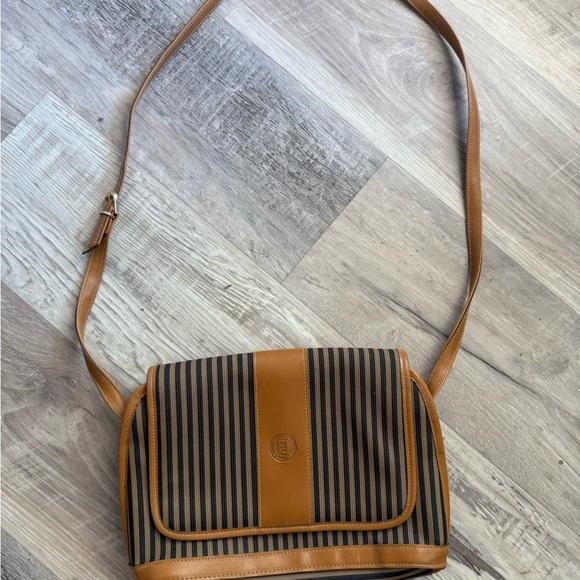 Authentic Vintage Fendi Striped Black Brown Crossbody Bag 80’s/ 90s beauty new - Picture 1 of 10